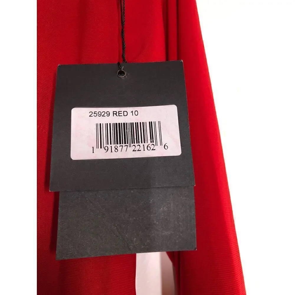 Ieena for Mac Duggal 25929 Dress Long Sleeve Cowl Back Jersey Gown NWT Red 10